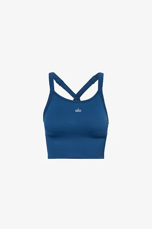 alo Womens Seamless Ribbed Favourite Bra Stretch-Woven Tank Top