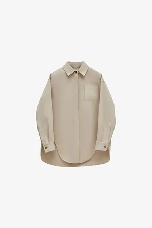 Loewe Womens Anagram-Pocket Brushed Wool-Cashmere Blend Overshirt