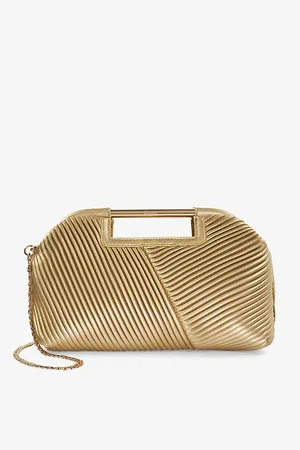 Dune Womens Ebec Pleated Metallic Faux-Leather Clutch Bag