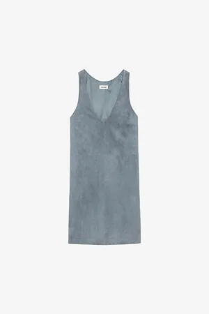 Zadig & Voltaire Womens Rasha Sleeveless Panelled Suede Mini Dress