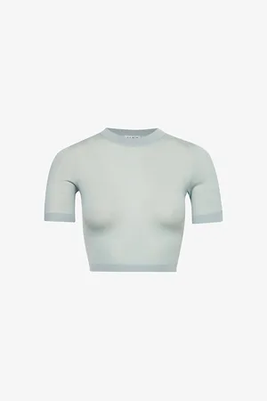 Alaïa Womens Crop Short-Sleeves Cashmere Top