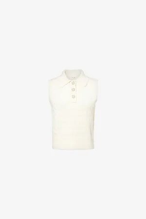 Frame Womens Cable-Knit Sleeveless Wool Jumper