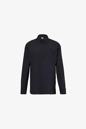 Bottega Veneta Womens Pointed-Collar Fine-Wool Shirt