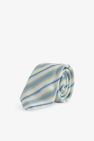 Paul Smith Mens Mix-Stripe Linen and Silk-Blend Tie
