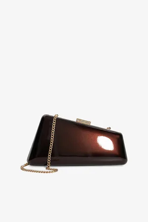 Dune Womens Balancing Asymmetric Patent Faux-Leather Clutch Bag