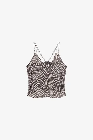 IRO Womens Vojita Zebra-Print Lyocell-Blend Top