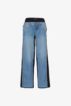 Simkhai Womens Shia Contrast-Panel Straight-Leg Denim Trousers