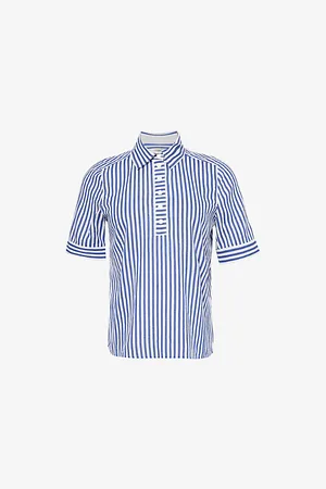 Frame Womens The Snap Striped Cotton-Jersey Top