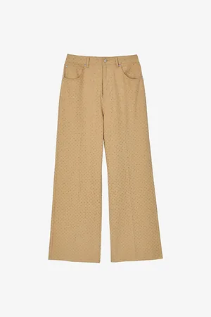 Sandro Womens Diamante-Embellished Relaxed-Fit Denim Jeans