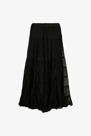 AllSaints Womens Eva Tiered Woven Maxi Skirt