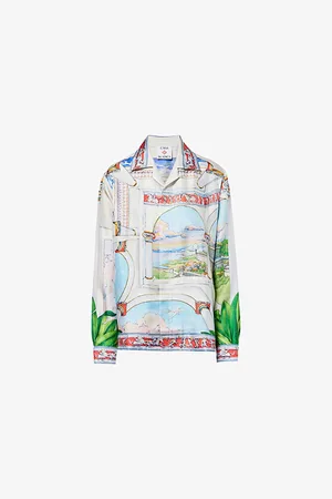 Casablanca Womens Cuban-Collar Silk Shirt