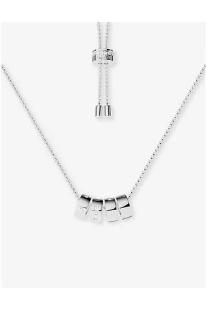 APM Monaco Womens Love Morse Code Sterling- and Cubic Zirconia Pendant Necklace