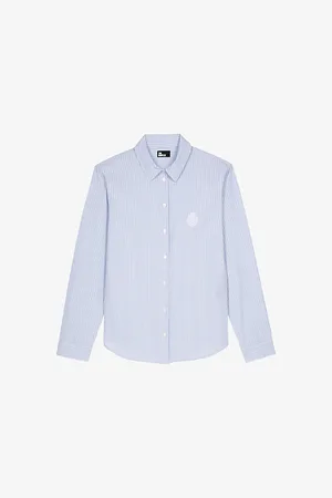 The Kooples Womens Stripe Brand-Embroidery Cotton Shirt