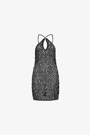 COPERNI Womens Beaded Halterneck Cotton-Blend Mini Dress