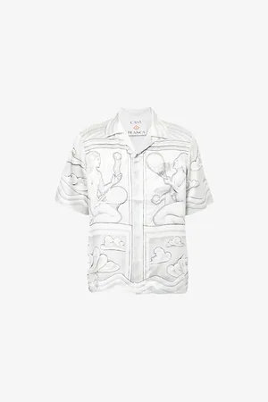 Casablanca Mens Camp-Collar Short-Sleeve Silk Shirt