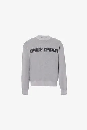 Daily paper Mens Brand-Intarsia Knitted Cotton Jumper