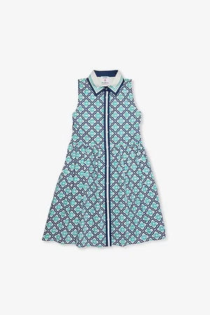 Casablanca Pointed-Collar -Pattern Cotton Dress 5-14 Years