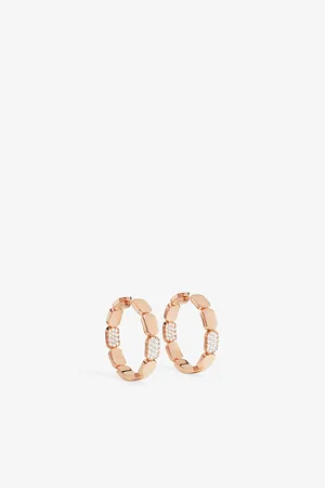 APM Monaco Womens Dainty 18ct Rose Gold-Plated Alloy and Cubic Zirconia Hoop Earrings