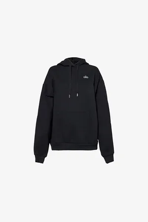 alo Womens Accolade Kangaroo-Pocket Cotton-Blend Hoody