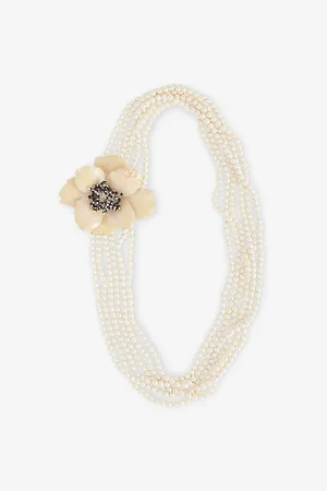 VALENTINO GARAVANI Womens Fleur Lumineuse Enamelled Brass and Faux Pearl Necklace