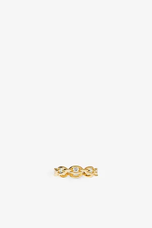 APM Monaco Womens Hiver 18ct Yellow Gold-Plated Metal and Cubic Zirconia Ring