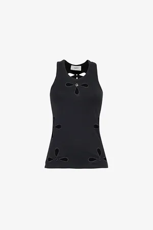 COPERNI Womens Petal-Embroidery Sleeveless Cotton-Jersey Top