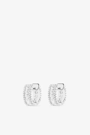 APM Monaco Womens Pavé Mini Sterling- and Zirconia Hoop Earrings