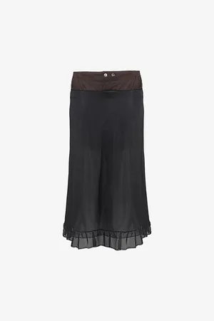 Maison Margiela Womens Regular-Fit Semi-Sheer Woven Midi Skirt