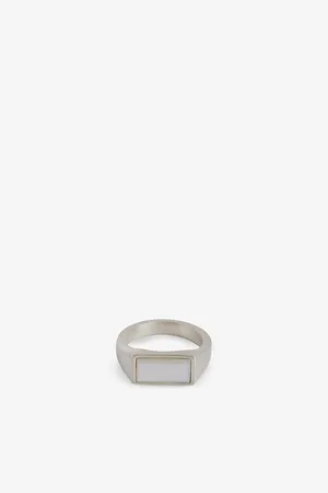 Serge DeNimes Mens Mother Of Pearl Rectangle 925 Sterling- Ring