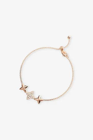 APM Monaco Womens Triple Météorites 18ct Rose Gold-Plated Alloy and Cubic Zirconia Bracelet