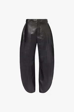 Alaïa Womens Petal Split Wide-Leg High-Rise Leather Trousers