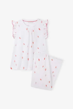 The Little White Company Strawberry-Print Flutter-Sleeve Organic-Cotton Pyjamas 1-6 Years