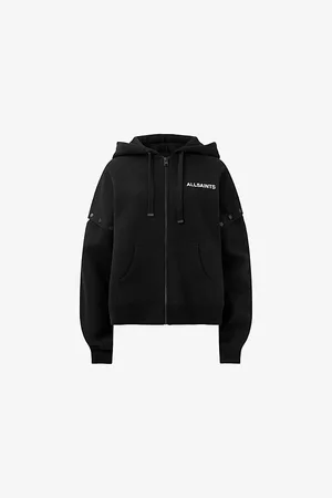 AllSaints Womens Patcher Amphia Brand-Print Cotton-Blend Hoody
