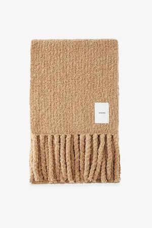 Joseph Womens Bouclé Heavyweight Wool-Blend Knitted Scarf
