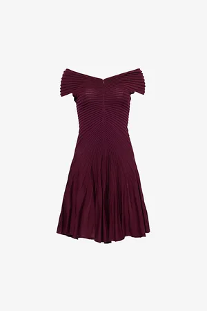 Alaïa Womens Ribbed Sleeveless Wool Mini Dress