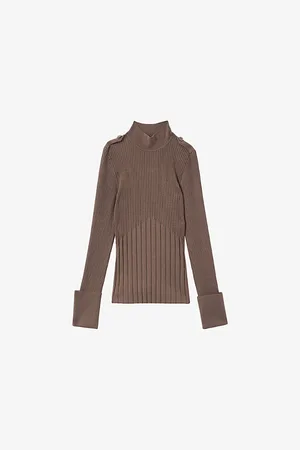 Reiss Womens Vienne Ribbed High-Neck Knitted Top