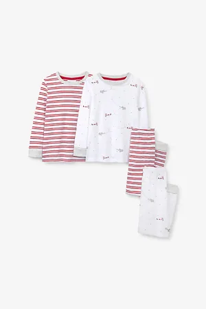 The Little White Company Plane & Striped Set Of Two Slim-Fit Organic Cotton Pyjamas 1-12 Years