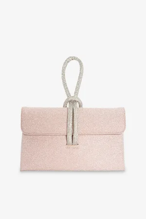 Dune Womens Brynie Diamanté-Embellished Metallic-Woven Top-Handle Bag