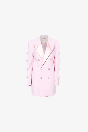 Mach & Mach Womens Bow-Embellished Cut-Out Stretch Wool-Blend Blazer Dress
