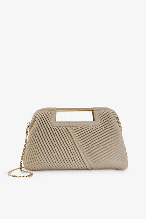 Dune Womens Ebec Logo-Engraved Pleated Faux-Leather Bag