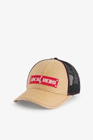 MARTINE ROSE Mens Brand-Appliqué Panelled Straw Cap