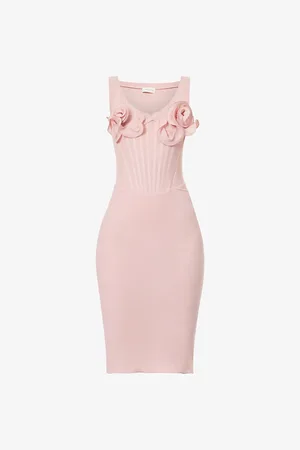 MAGDA BUTRYM Womens Rose-Appliqué Corset Stretch-Silk Midi Dress