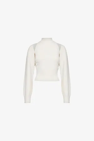 Alaïa Womens Cut-Out High-Neck Wool Jumper