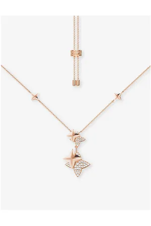 APM Monaco Womens Double Météorites 18ct Rose Gold-Plated Alloy and Cubic Zirconia Necklace