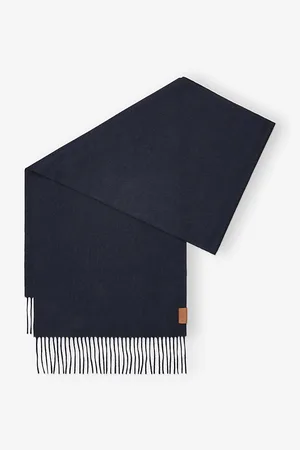 Loewe Womens Logo-Patch Fringed Cashmere Scarf