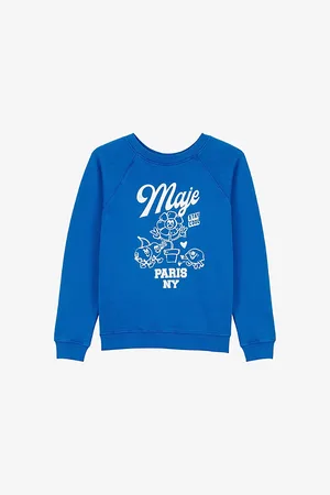 Maje Womens Branded-Print Round-Neck Cotton-Blend Sweatshirt