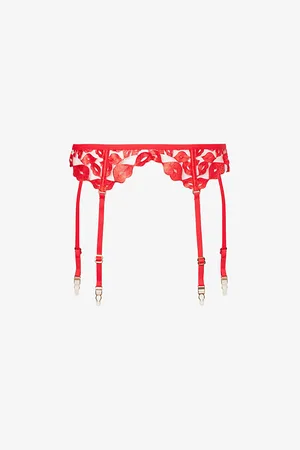 BlueBella Womens Marian Lip-Embroidered Recycled Polyester-Blend Suspenders