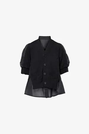 SACAI Womens Twist Striped-Print Cotton-Knit Cardigan