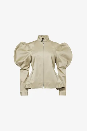 SACAI Womens Exaggerated-Sleeve Cotton Twill Jacket