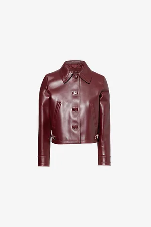Gucci Womens Plonge Horsebit-Plaques Relaxed-Fit Leather Jacket